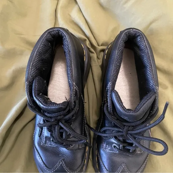 Dr Martens 12278 Rare Vintage Chunky Sole Leather Lace Up Black Boots Flowers 8