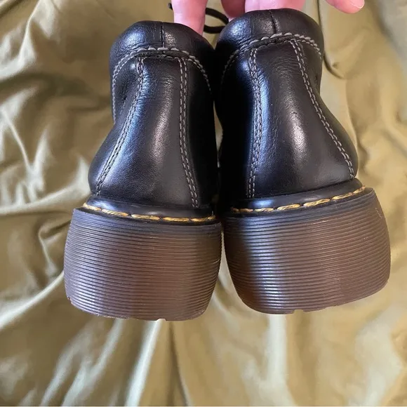 Dr Martens 12278 Rare Vintage Chunky Sole Leather Lace Up Black Boots Flowers 8