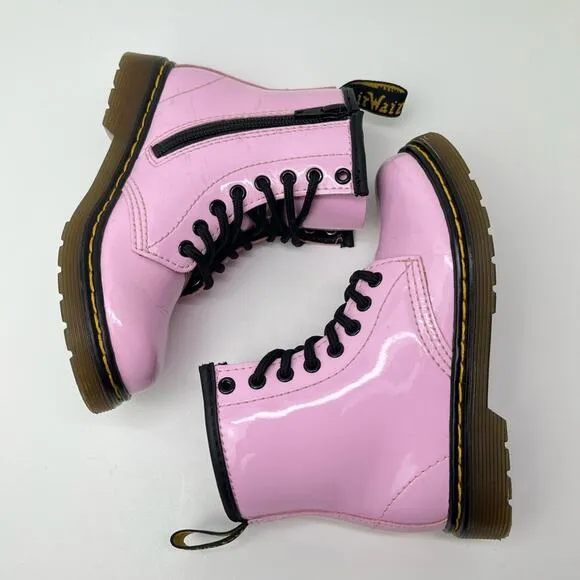 Dr. Martens 1460 Classic Kid's Patent Leather Pale Pink Combat Boots