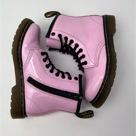 Dr. Martens 1460 Classic Kid's Patent Leather Pale Pink Combat Boots