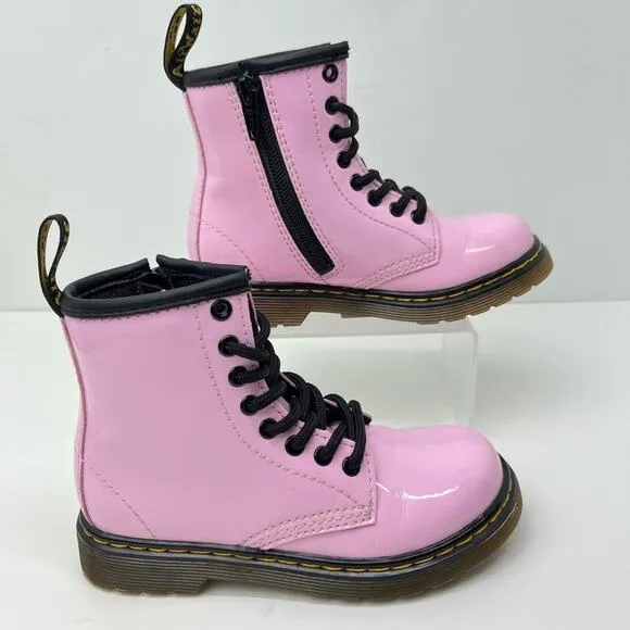 Dr. Martens 1460 Classic Kid's Patent Leather Pale Pink Combat Boots