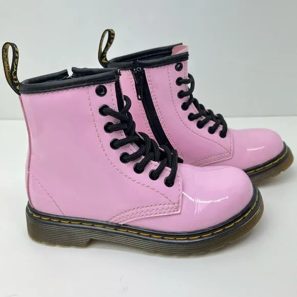 Dr. Martens 1460 Classic Kid's Patent Leather Pale Pink Combat Boots