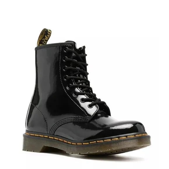 Dr. Martens 1460 Classic Patent Leather Combat Boots Black Women's size 8 - NEW