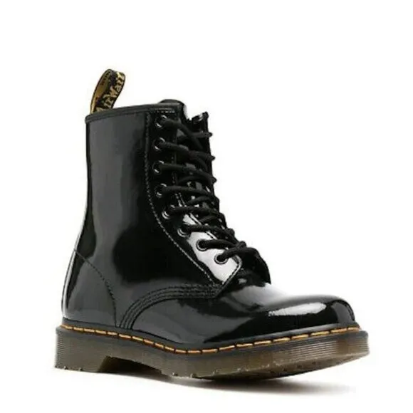 Dr. Martens 1460 Classic Patent Leather Combat Boots Black Women's size 8 - NEW