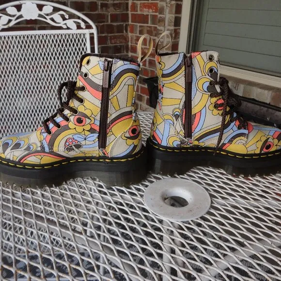 DR MARTENS 8 Retro Ray V Jadon Yellow Chunky Sole Combat Boots Size 6
