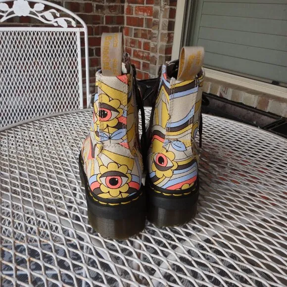 DR MARTENS 8 Retro Ray V Jadon Yellow Chunky Sole Combat Boots Size 6