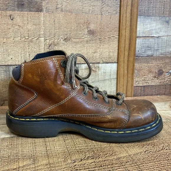 Dr. Martens 8A07‎ Leather Ankle Boots Men's Size 10 Brown Black Lace up Chunky