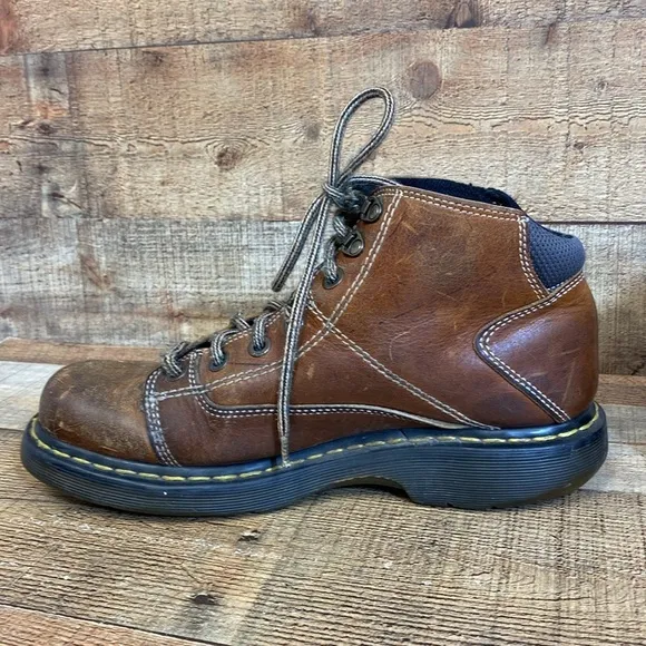 Dr. Martens 8A07‎ Leather Ankle Boots Men's Size 10 Brown Black Lace up Chunky