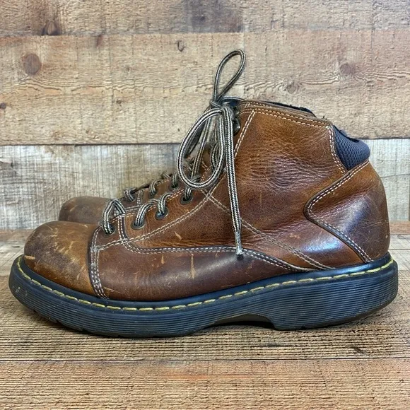 Dr. Martens 8A07‎ Leather Ankle Boots Men's Size 10 Brown Black Lace up Chunky