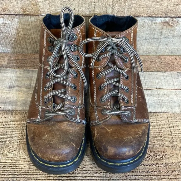 Dr. Martens 8A07‎ Leather Ankle Boots Men's Size 10 Brown Black Lace up Chunky