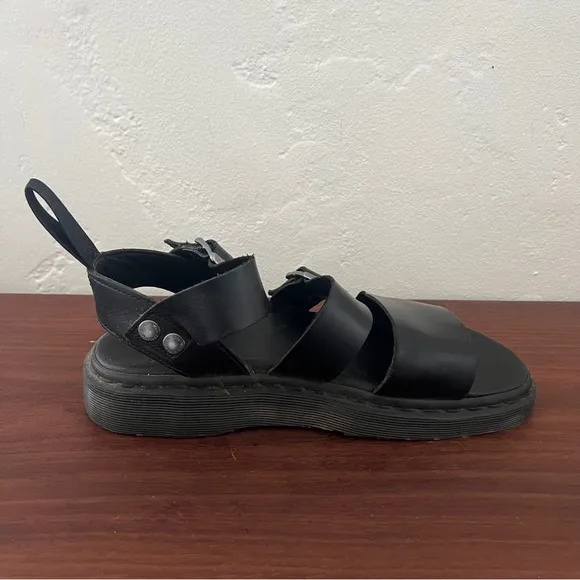 Dr. Martens Black Leather Gryphon Brando Sandals W 9 M 8 Gladiator Platform
