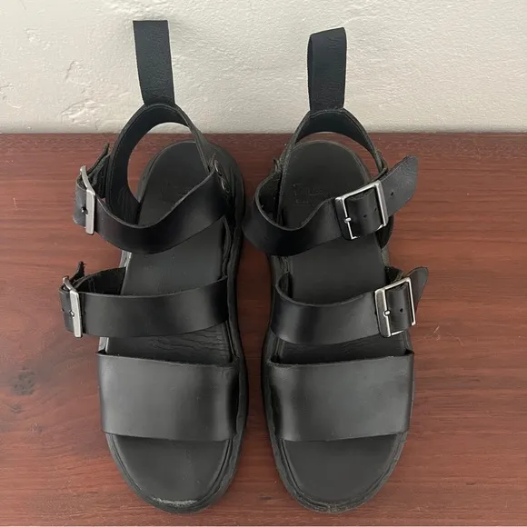 Dr. Martens Black Leather Gryphon Brando Sandals W 9 M 8 Gladiator Platform