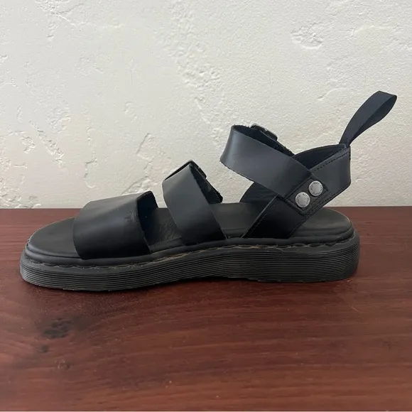 Dr. Martens Black Leather Gryphon Brando Sandals W 9 M 8 Gladiator Platform