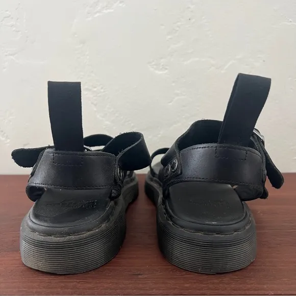 Dr. Martens Black Leather Gryphon Brando Sandals W 9 M 8 Gladiator Platform