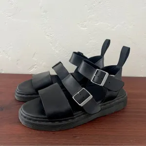 Dr. Martens Black Leather Gryphon Brando Sandals W 9 M 8 Gladiator Platform