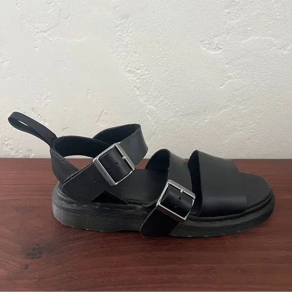 Dr. Martens Black Leather Gryphon Brando Sandals W 9 M 8 Gladiator Platform