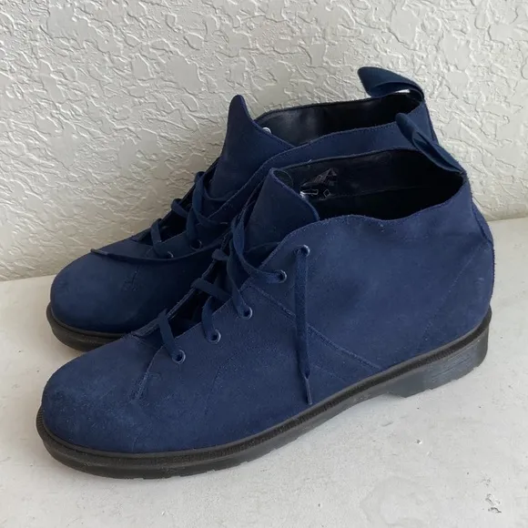 Dr martens blue suede church monkey chunky lace up boots