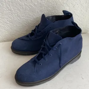 Dr martens blue suede church monkey chunky lace up boots