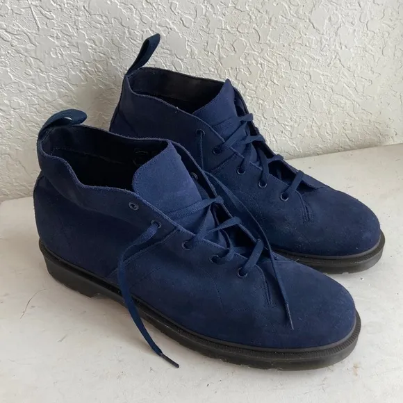 Dr martens blue suede church monkey chunky lace up boots