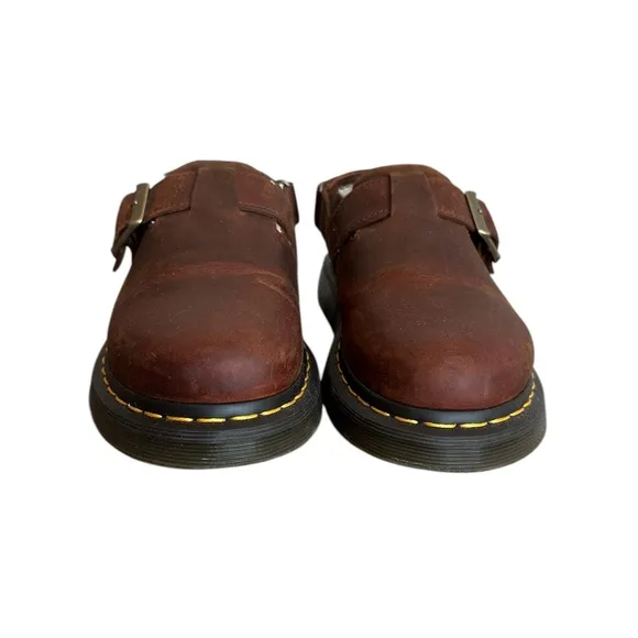 Dr Martens Brown Sherpa Sling Slides Shoes