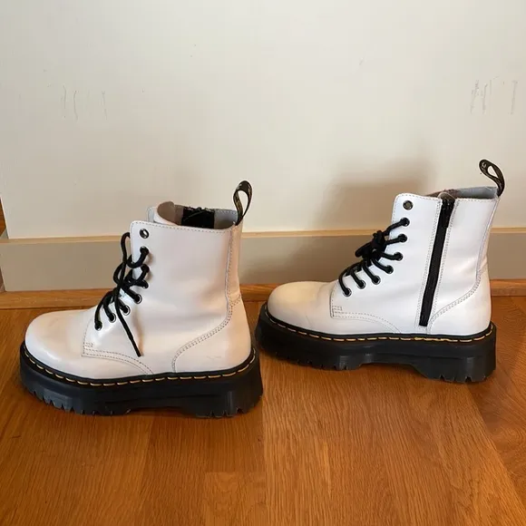 Dr. Martens JADON SMOOTH LEATHER PLATFORM BOOTS White Size US 7 EU 38 UK 5