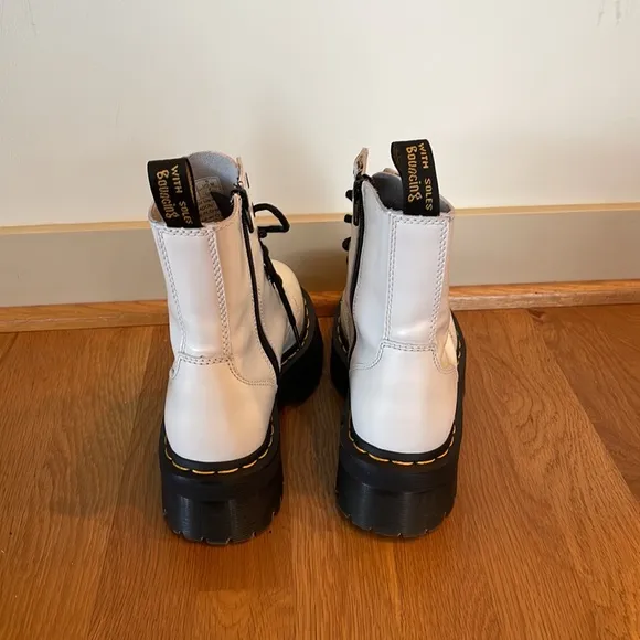 Dr. Martens JADON SMOOTH LEATHER PLATFORM BOOTS White Size US 7 EU 38 UK 5