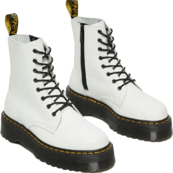 Dr. Martens Jadon White Platform Boots Chunky Combat Size 5 NEW