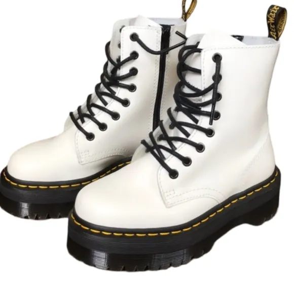 Dr. Martens Jadon White Platform Boots Chunky Combat Size 5 NEW