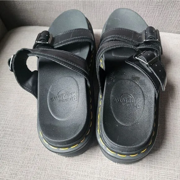 Dr Martens MYLES BRANDO LEATHER BUCKLE SLIDE SANDALS sz 11, like new
