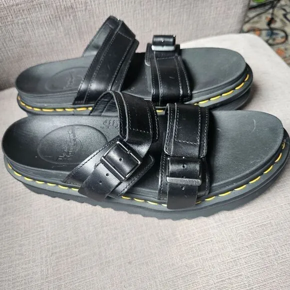 Dr Martens MYLES BRANDO LEATHER BUCKLE SLIDE SANDALS sz 11, like new