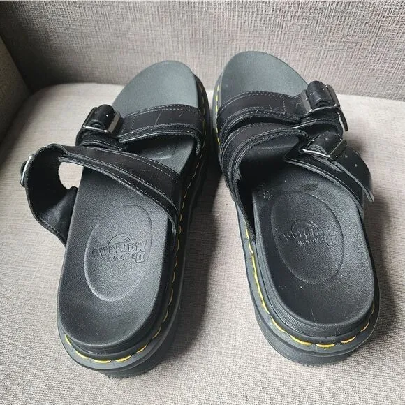 Dr Martens MYLES BRANDO LEATHER BUCKLE SLIDE SANDALS sz 11, like new