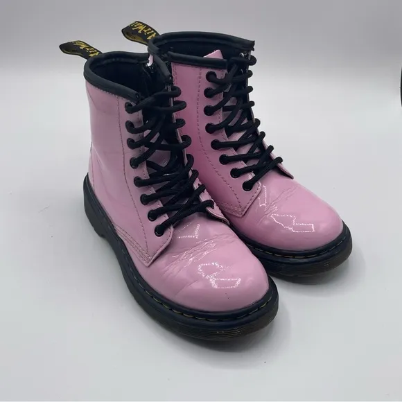Dr. Martens Pink and Black Combat Boots with Chunky Sole