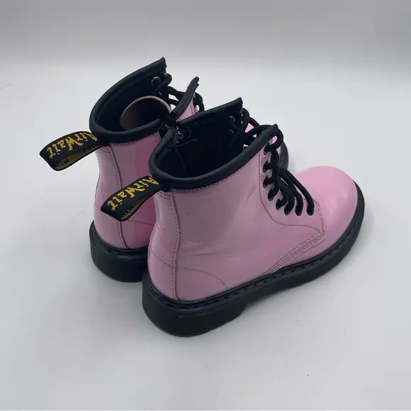 Dr. Martens Pink and Black Combat Boots with Chunky Sole