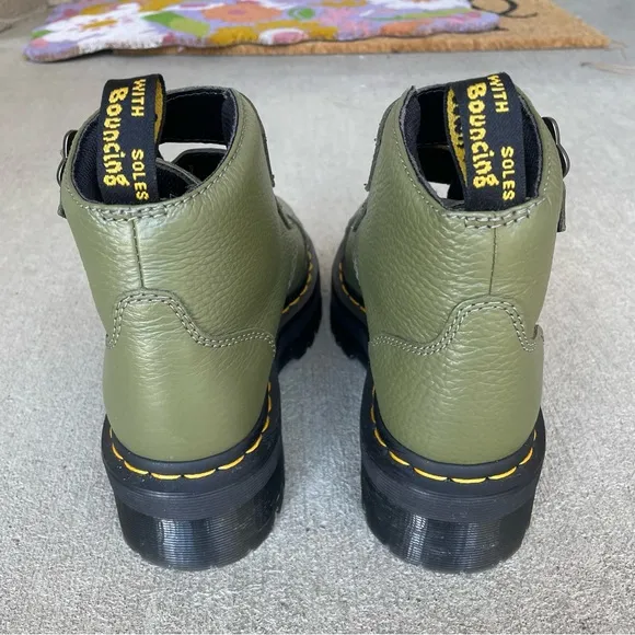 Dr. Martens RARE DEVON FLOWER BUCKLE LEATHER PLATFORM BOOTS