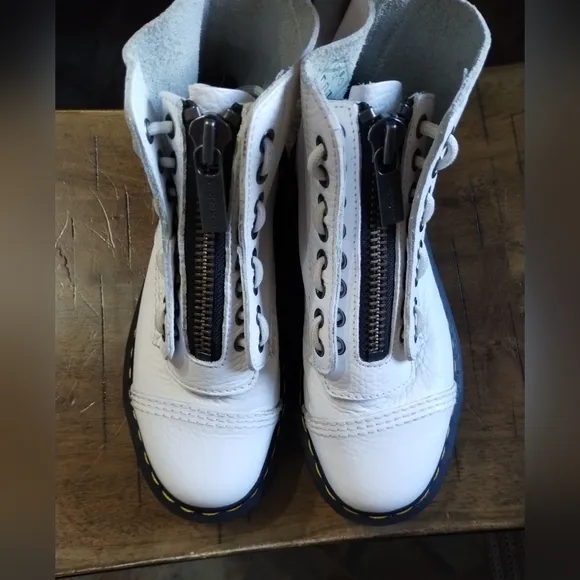 Dr Martens Sinclair white zip-up platform ankle boots