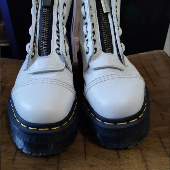 Dr Martens Sinclair white zip-up platform ankle boots
