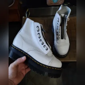 Dr Martens Sinclair white zip-up platform ankle boots