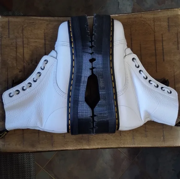 Dr Martens Sinclair white zip-up platform ankle boots