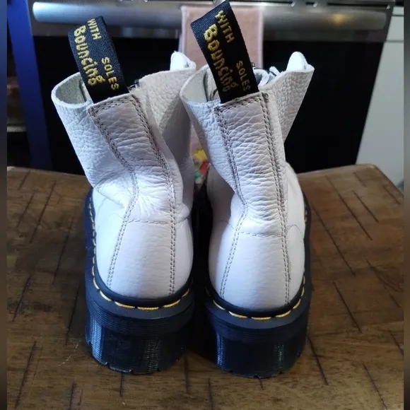 Dr Martens Sinclair white zip-up platform ankle boots