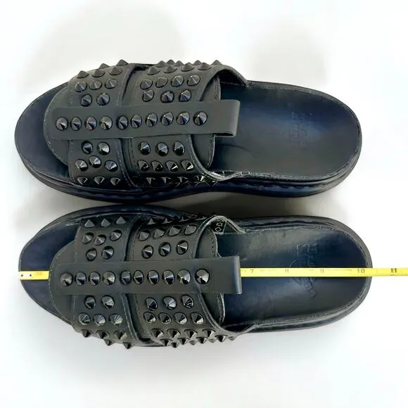 Dr Martens Skye Black Studded Spiked Leather Platform Slide Sandals UK6 US8 HDW