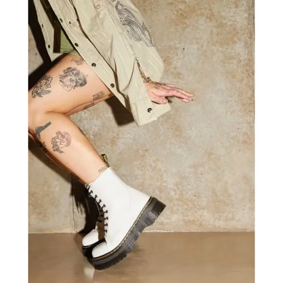 Dr. Martens White Jadon Smooth Leather Platform Boots