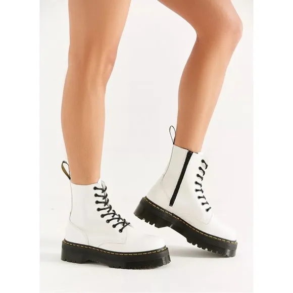 Dr. Martens White Jadon Smooth Leather Platform Boots
