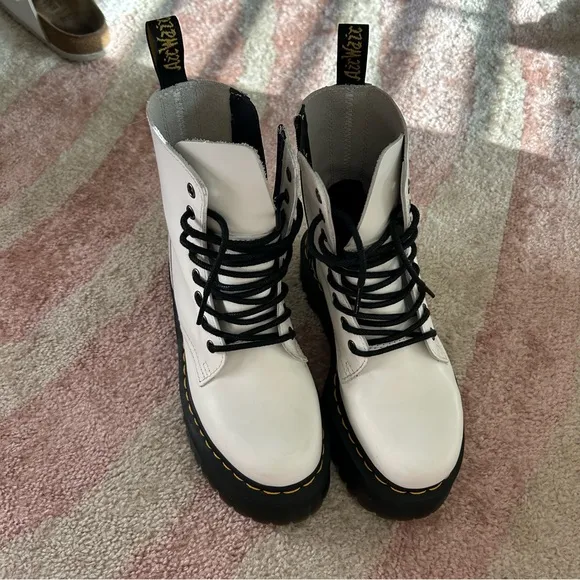 Dr. Martens White Jadon Smooth Leather Platform Boots
