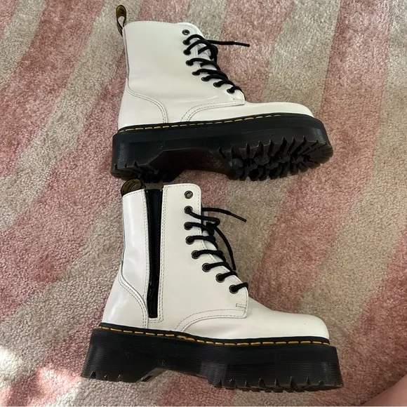 Dr. Martens White Jadon Smooth Leather Platform Boots