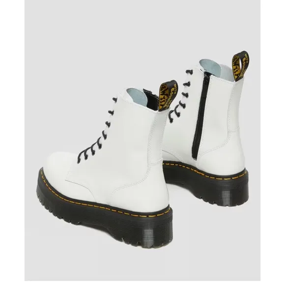 Dr. Martens White Jadon Smooth Leather Platform Boots