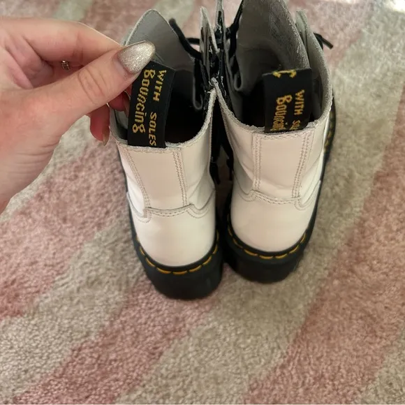 Dr. Martens White Jadon Smooth Leather Platform Boots