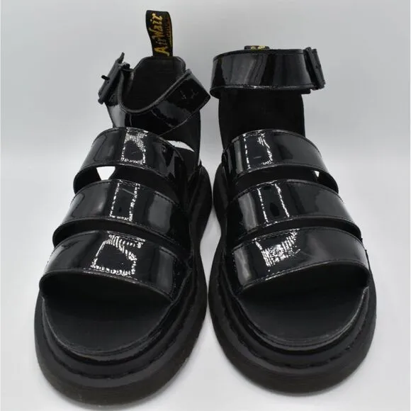 Dr Martens Womens Size 9 Clarissa II Black Patent Leather Gladiator Sandals