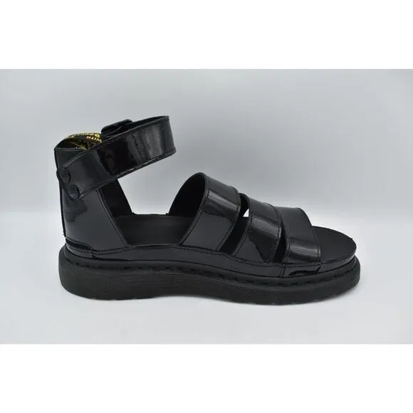 Dr Martens Womens Size 9 Clarissa II Black Patent Leather Gladiator Sandals