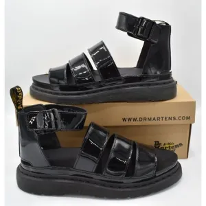 Dr Martens Womens Size 9 Clarissa II Black Patent Leather Gladiator Sandals