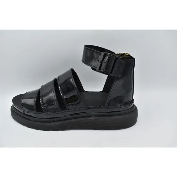 Dr Martens Womens Size 9 Clarissa II Black Patent Leather Gladiator Sandals